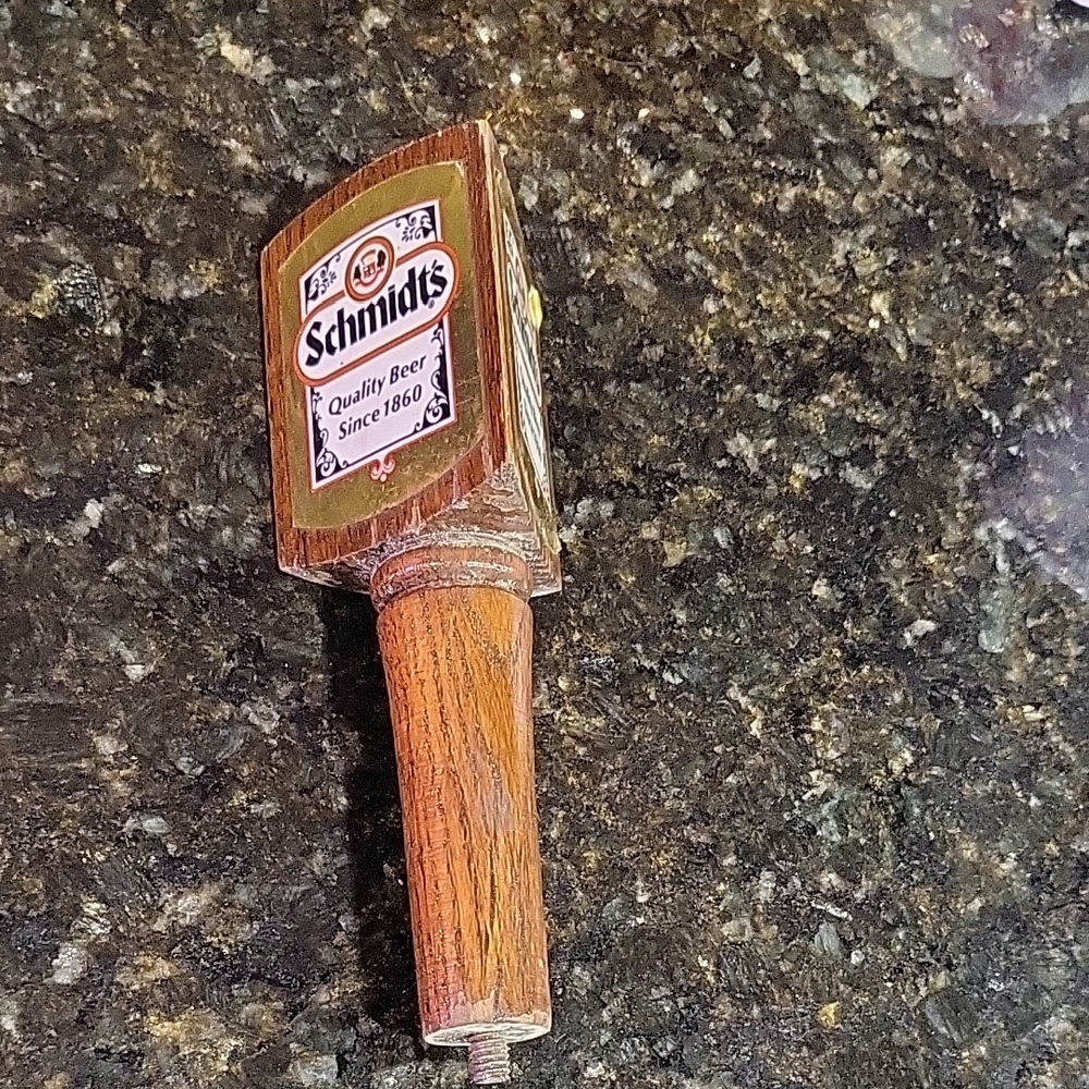 Schmidt’s  3-Sided Vintage Wooden Draft Beer Tap Handle  Missing Bottom